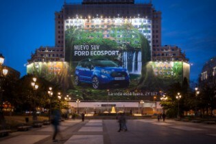 The enormous new Ford EcoSport billboard in Madrid, Spain...